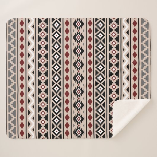 Aztec Essence Pattern II Zwart Wit Rood Grijs Sherpa Deken (Voorkant (horizontaal))
