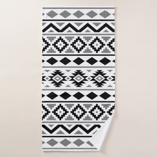Aztec Essence Pattern III Zwart Wit Grijs Badhanddoek (Badhanddoek)