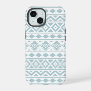 Aztec Essence Ptn III Eend Ei Blauw op Wit iPhone 15 Hoesje