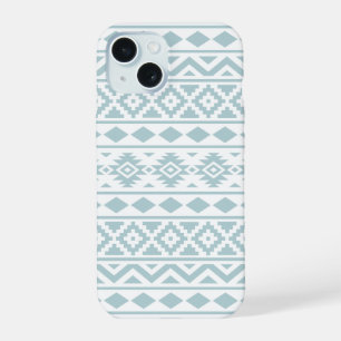 Aztec Essence Ptn III Eend Ei Blauw op Wit iPhone 15 Hoesje