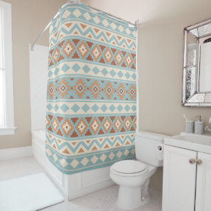 Aztec Essence Ptn IIIb Blue Cream Terracottas Douchegordijn
