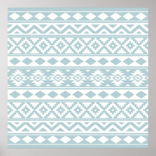 Aztec Essence Ptn IIIb Eend Blauw & Wit Poster