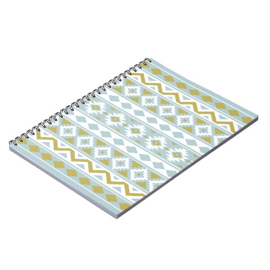 Aztec Essence Ptn IIIb Gold White & Duck Egg Blue Notitieboek (Linkerzijde)