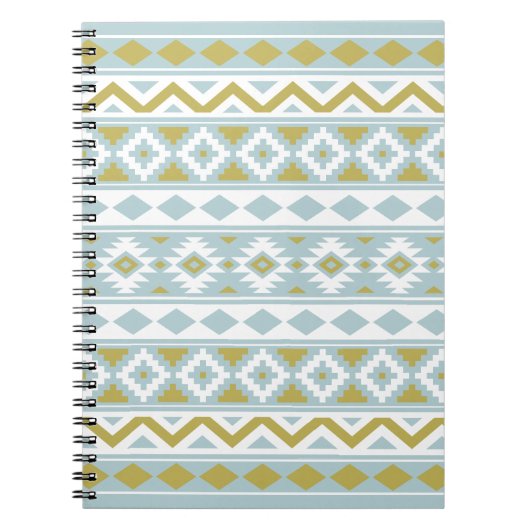 Aztec Essence Ptn IIIb Gold White & Duck Egg Blue Notitieboek (Voorkant)