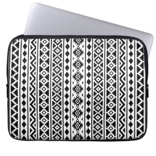 Aztec Essence Verticale Ptn II Black op wit Laptop Sleeve