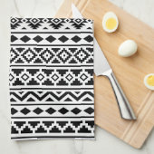 Aztec Essence Verticale Ptn II Black op wit Theedoek (Quarter Fold)