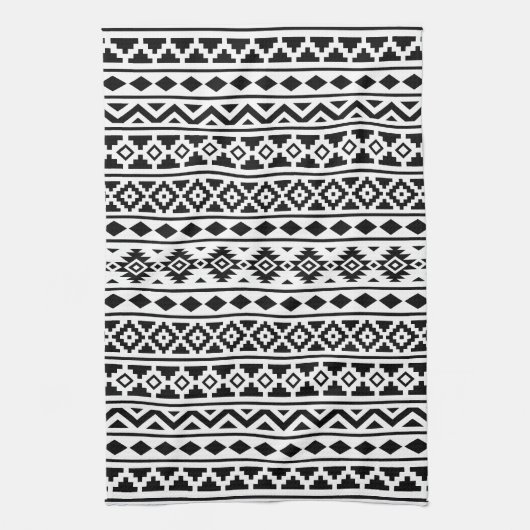 Aztec Essence Verticale Ptn II Black op wit Theedoek (Verticaal)