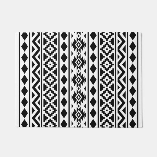 Aztec Essence Verticale Ptn III Black op wit Deurmat (Voorkant)