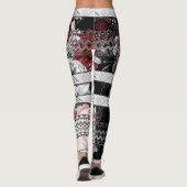 Aztec Floral Pink Paars en Black Roos Pattern Leggings (Achterkant)