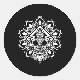Aztec Flower Skull Maya Inca Civilization Culture Ronde Sticker