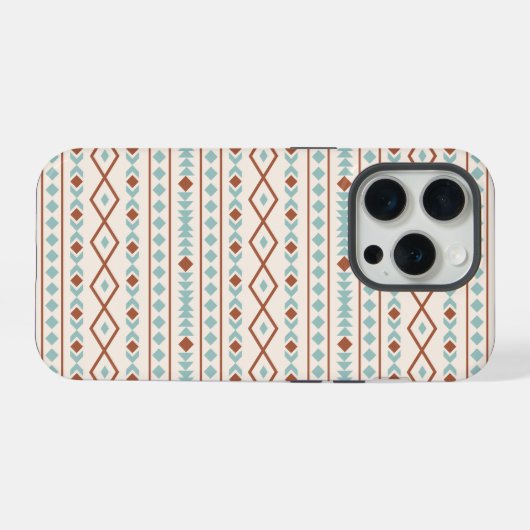 Aztec Formes Motif rouille crème Turquoise (Verso Horizontal)