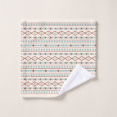 Aztec Formes Motif rouille crème Turquoise (Gant de toilette)