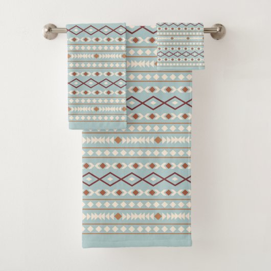 Aztec Formes Motif Rusts Crème Turquoise-Bleu (En situation)