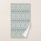 Aztec Formes Motif Rusts Crème Turquoise-Bleu (Serviette à main)