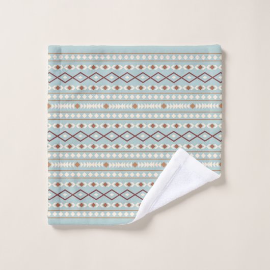 Aztec Formes Motif Rusts Crème Turquoise-Bleu (Gant de toilette)