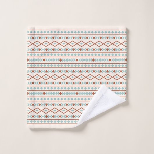 Aztec Formes Rpt Motif Rouille Crème Turquoise (Gant de toilette)