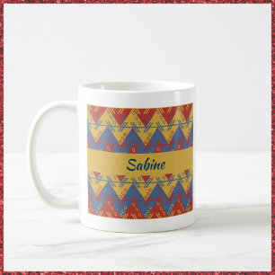 Aztec Geïnspireerd blauw rood en goud Koffiemok