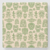 Aztec Geïnspireerd patroon Stenen Onderzetter (Voorkant)