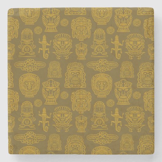 Aztec Geïnspireerd patroon Stenen Onderzetter (Voorkant)