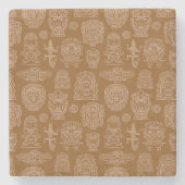 Aztec Geïnspireerd patroon Stenen Onderzetter (Voorkant)