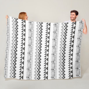Aztec Geometric Grey Abstract Pattern Fleece Deken