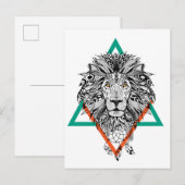Aztec Geometric Lion Portret Briefkaart (Voorkant / Achterkant)