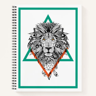 Aztec Geometric Lion Portret Notitieboek