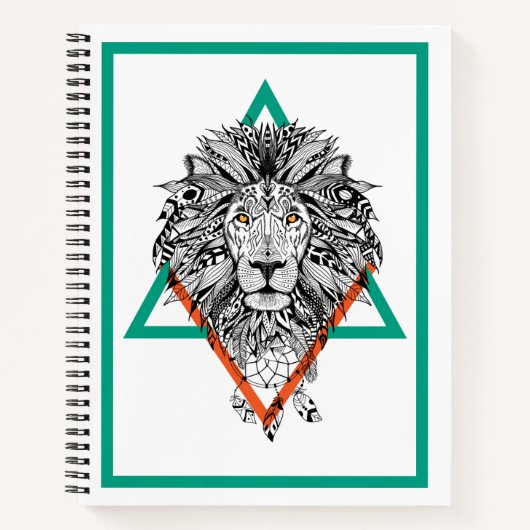 Aztec Geometric Lion Portret Notitieboek (Voorkant)