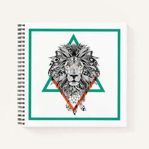 Aztec Geometric Lion Portret Notitieboek