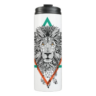 Aztec Geometric Lion Portret Thermosbeker