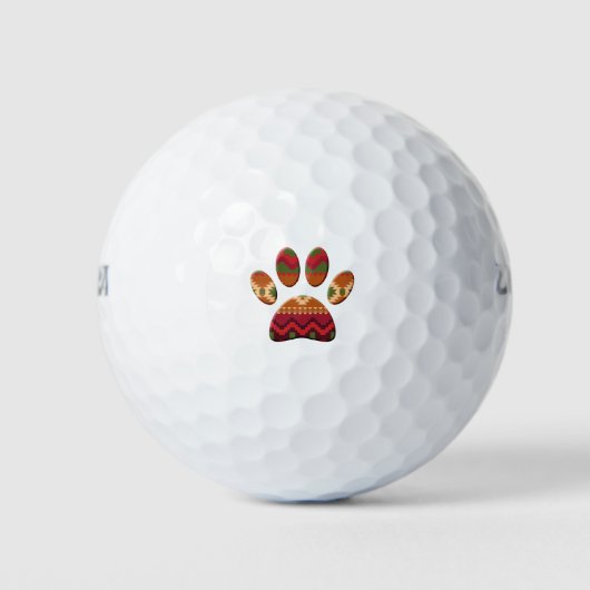 Aztec Geometric Pattern Art Dog Paw Print Golfballen (Voorkant)
