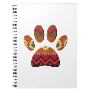 Aztec Geometric Pattern Art Dog Paw Print Notitieboek