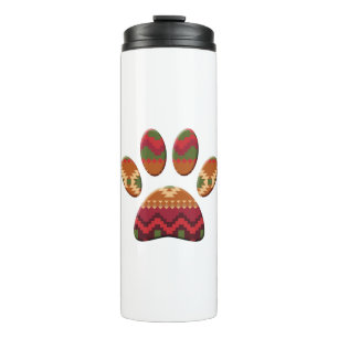 Aztec Geometric Pattern Art Dog Paw Print Thermosbeker