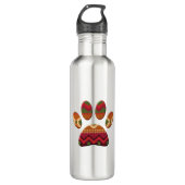 Aztec Geometric Pattern Art Dog Paw Print Waterfles (Voorkant)