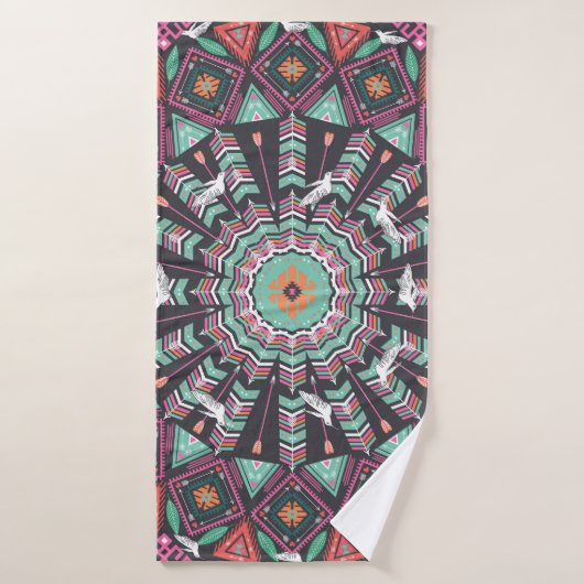 Aztec géométrique : Motif circulaire coloré (Serviette de bain)
