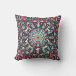 Aztec geometrisch: kleurrijk cirkelpatroon kussen