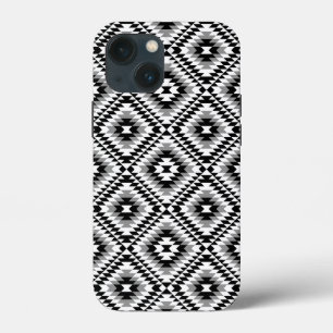 Aztec gestileerde BW + grijs symboolpatroon iPhone 13 Mini Hoesje