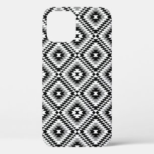 Aztec gestileerde BW + grijs symboolpatroon iPhone 12 Pro Hoesje