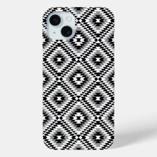 Aztec gestileerde BW + grijs symboolpatroon iPhone 15 Mini Hoesje