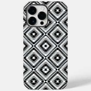 Aztec gestileerde BW + grijs symboolpatroon Case-Mate iPhone 14 Pro Max Hoesje