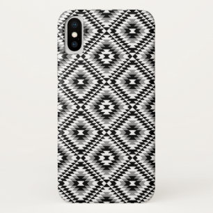 Aztec gestileerde BW + grijs symboolpatroon iPhone X Hoesje