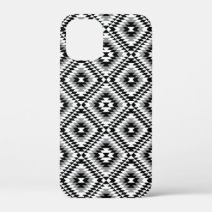 Aztec gestileerde BW + grijs symboolpatroon iPhone 12 Mini Hoesje