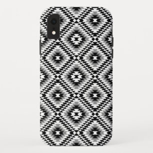 Aztec gestileerde BW + grijs symboolpatroon iPhone XR Hoesje