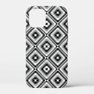 Aztec gestileerde BW + grijs symboolpatroon iPhone 12 Mini Hoesje