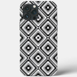 Aztec gestileerde BW + grijs symboolpatroon iPhone 13 Pro Max Hoesje