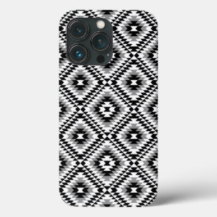Aztec gestileerde BW + grijs symboolpatroon iPhone 13 Pro Hoesje