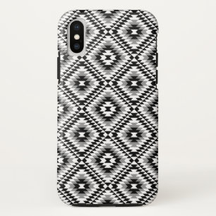 Aztec gestileerde BW + grijs symboolpatroon iPhone XS Hoesje