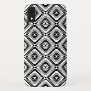 Aztec gestileerde BW + grijs symboolpatroon iPhone XR Hoesje