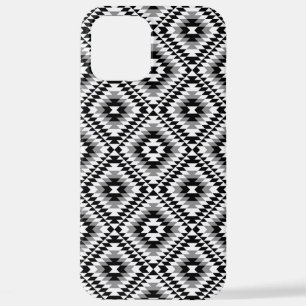 Aztec gestileerde BW + grijs symboolpatroon iPhone 12 Pro Max Hoesje