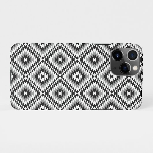 Aztec gestileerde BW + grijs symboolpatroon iPhone Hoesje (Achterkant horizontaal)